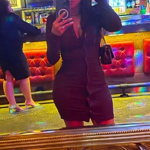 Brown collared button down dress